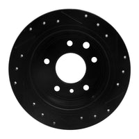 R1 Concepts R1 86-89 Jaguar Vanden Plas Rear Left Drilled & Slotted Black Brake Rotor