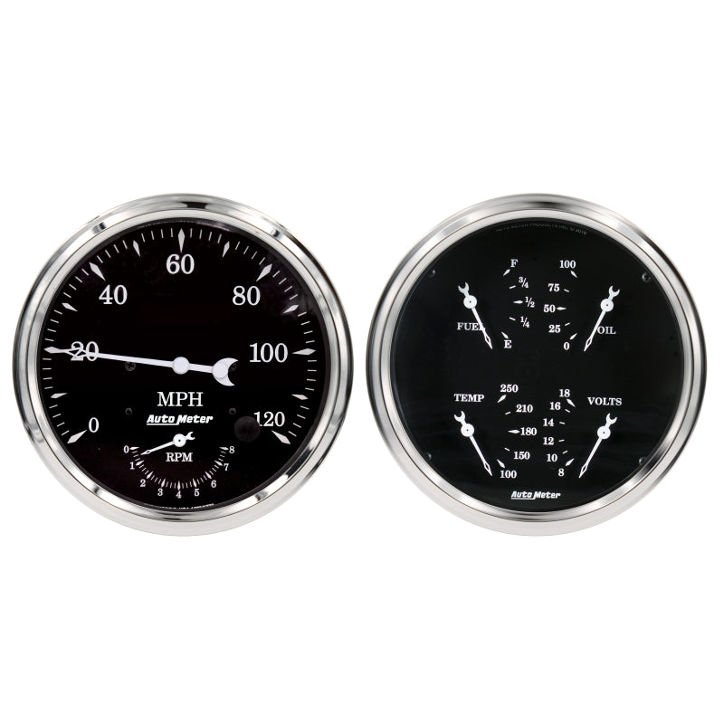AutoMeter Auto Meter Old Tyme Black Quad & Tach/Speedo 5in. - 2 Pc.