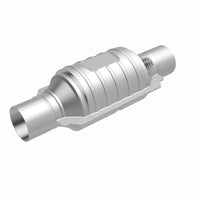 MagnaFlow Univ Conv 2in In/Out Ctr/Ctr Round 9in Body L x 5.125in W x 13in Overall L Single O2 Port