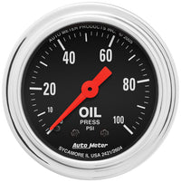 Autometer Traditional Chrome 2-1/16in 100 PSI Mechanical Oil Pressure Gauge