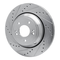 R1 Concepts R1 18-23 Genesis G80 Rear Left Drilled & Slotted Silver Brake Rotor