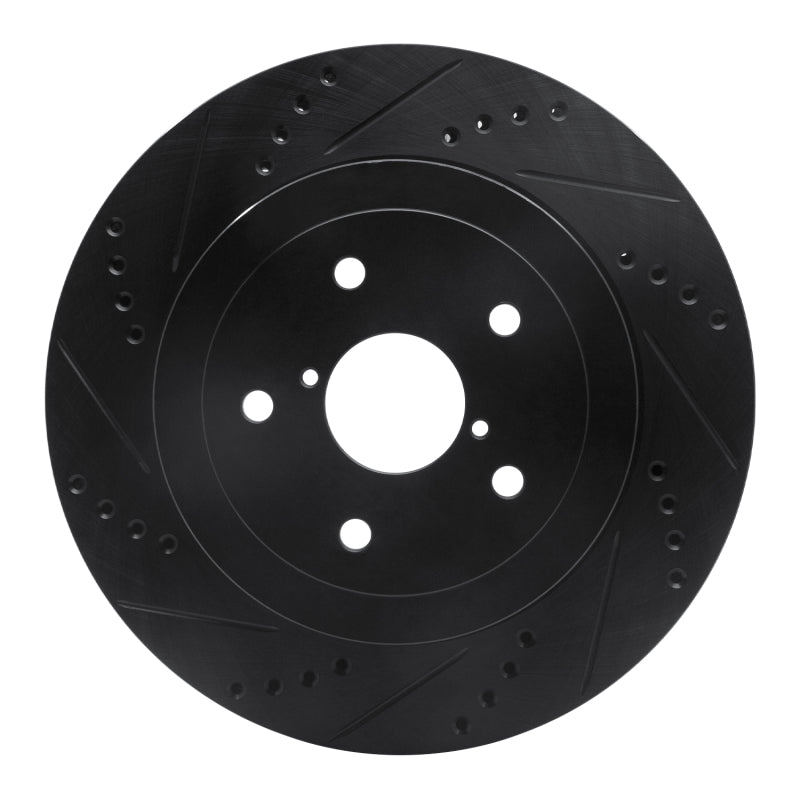 R1 Concepts R1 05-07 Subaru Impreza Rear Left Drilled & Slotted Black Brake Rotor