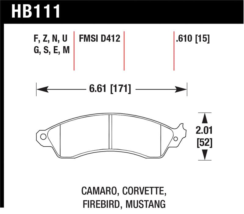 Hawk Performance Hawk 94-04 Mustang Cobra / 88-96 Corvette / 88-92 Camaro w/HD Brakes Front Blue 9012 Race Brake Pads