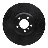 R1 Concepts R1 2007-2008 BMW ALPINA B7 Front Right Drilled & Slotted Black Brake Rotor