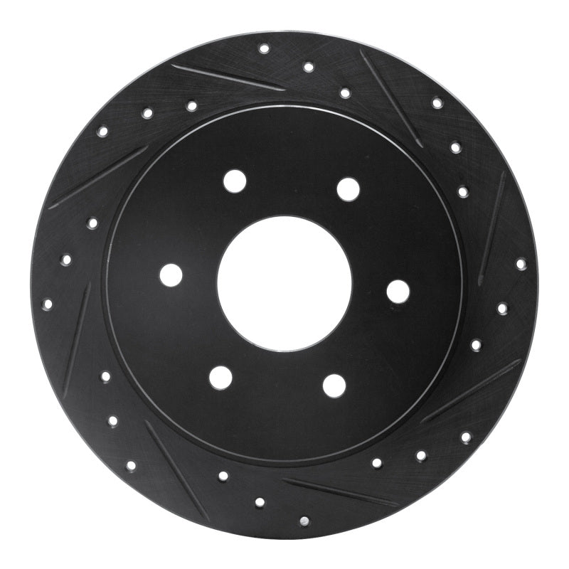 R1 Concepts R1 04-15 Infiniti QX56 Rear Right Drilled & Slotted Black Brake Rotor