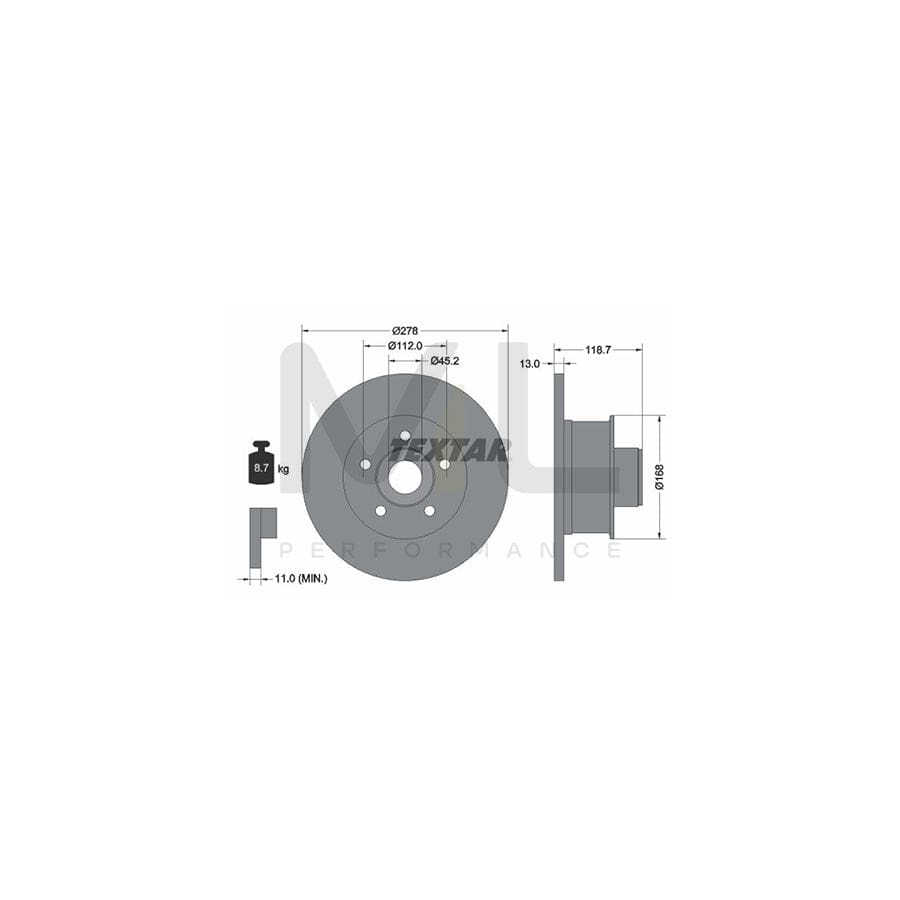 TEXTAR 92022000 Brake Disc for Solid, with wheel hub, without wheel studs | Performance Parts Direct Car Parts