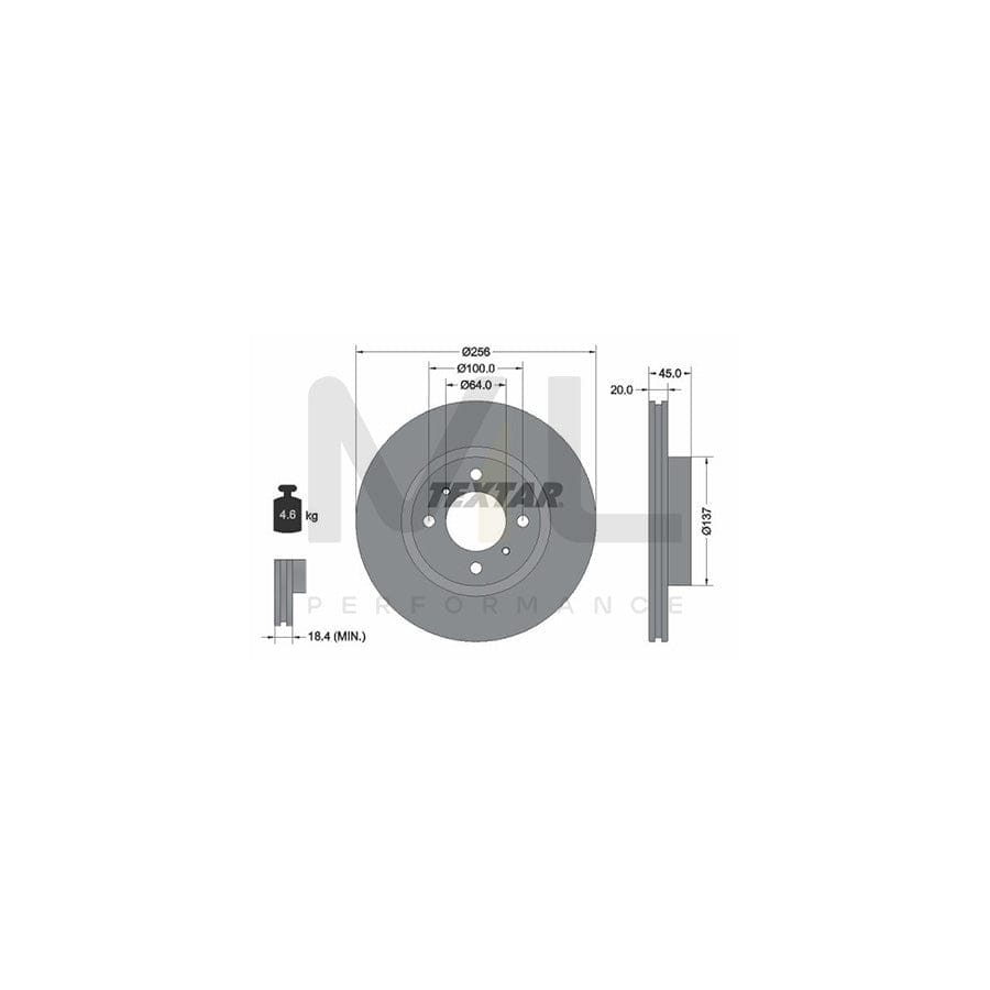 TEXTAR 92294403 Brake Disc for MITSUBISHI COLT Internally Vented, Coated, without wheel hub | Performance Parts Direct Car Parts