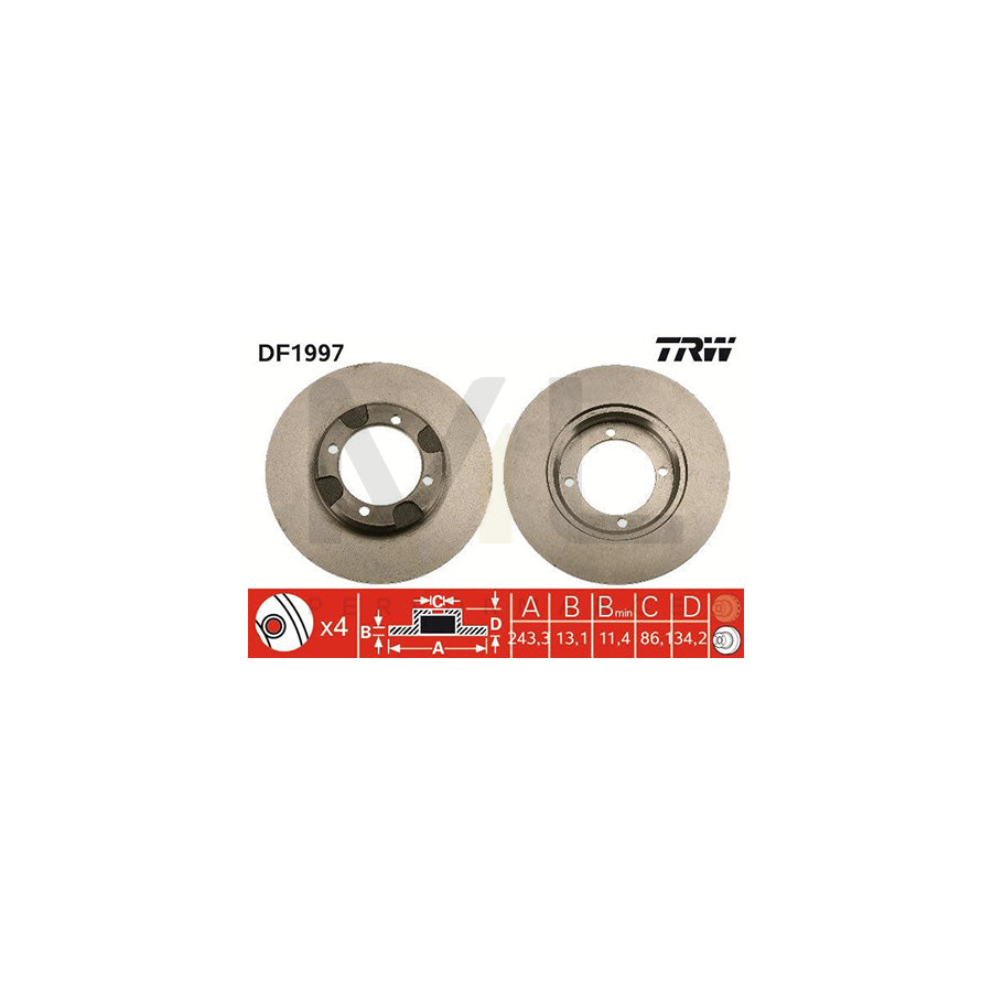 TRW DF1997 Brake Disc Solid | Performance Parts Direct Car Parts