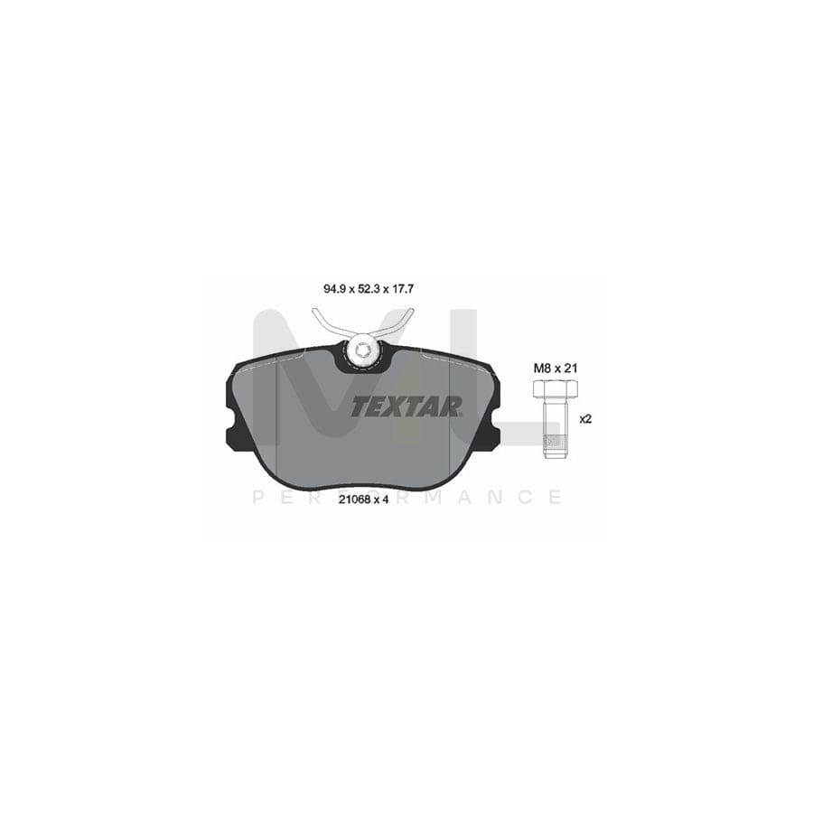 TEXTAR 2106804 Brake pad set not prepared for wear indicator, with brake caliper screws