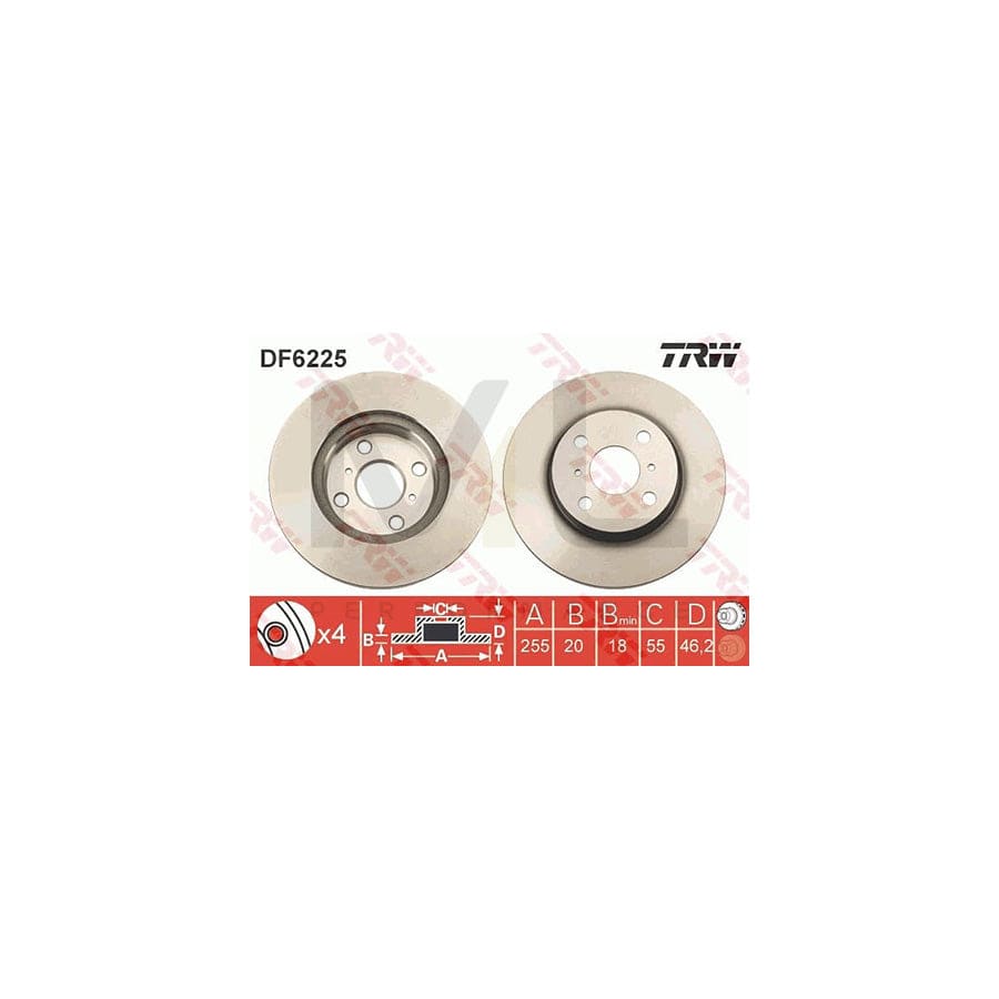 TRW DF6225 Brake Disc Vented, Painted | Performance Parts Direct Car Parts