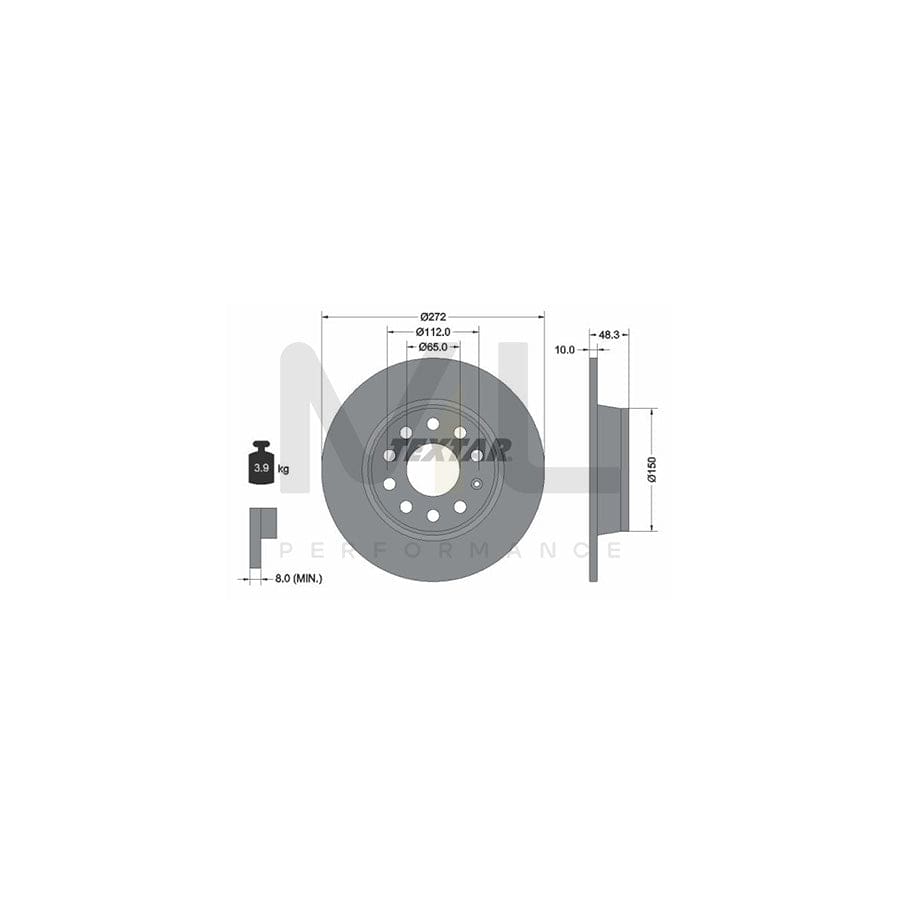 TEXTAR 92224900 Brake Disc Solid, without wheel hub, without wheel studs | Performance Parts Direct Car Parts