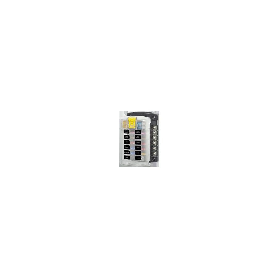 Blue Sea Systems Fuse Block ST-Blade 12 Circuits with Grounding/cvr - 5026B-BSS