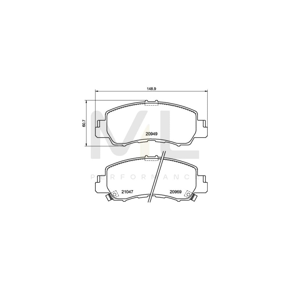 Brembo P 54 061 Brake Pad Set For Mitsubishi Eclipse Cross (Gk_) With Acoustic Wear Warning, With Anti-Squeak Plate