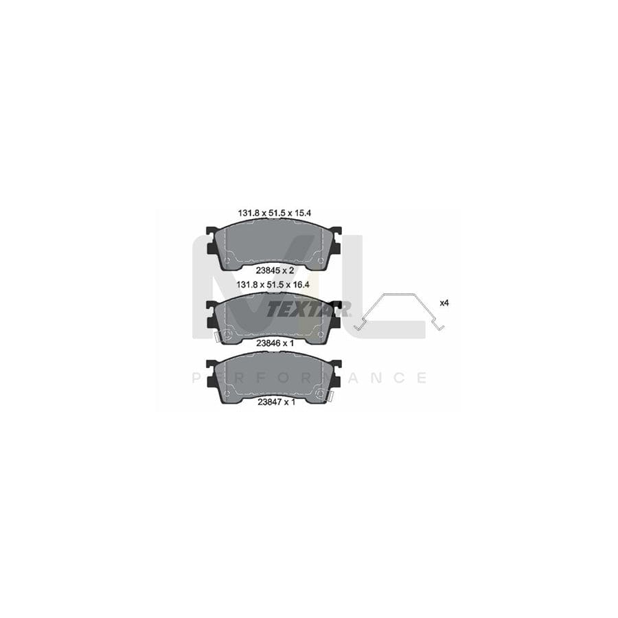 TEXTAR 2384504 Brake pad set with acoustic wear warning, with accessories