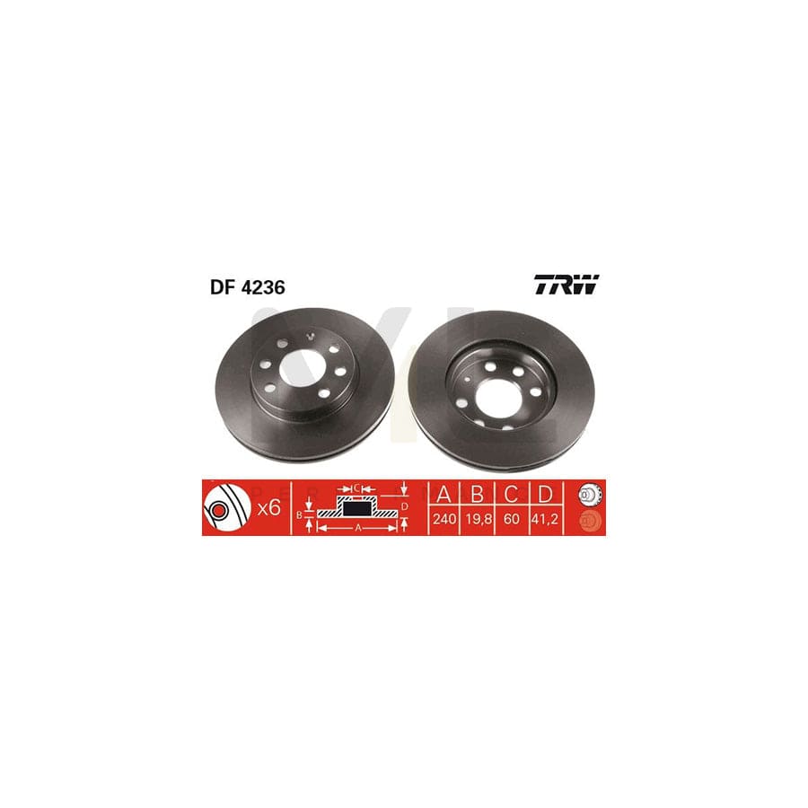 TRW DF4236 Brake Disc Vented, Painted | Performance Parts Direct Car Parts