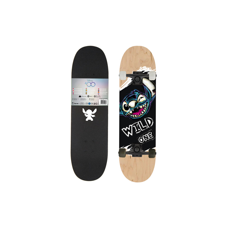 Disney 59199 BIG WOODEN SKATEBOARD D100 STITCH WILD ONE |