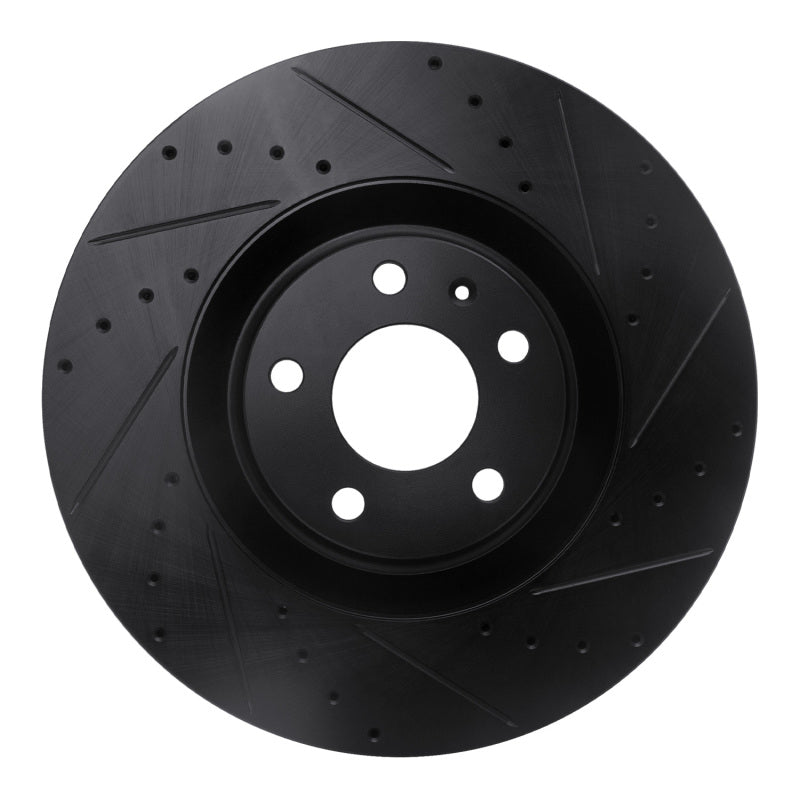 R1 Concepts R1 04-09 Audi S4 Front Right Drilled & Slotted Black Brake Rotor