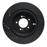 R1 Concepts R1 08-15 Mitsubishi Lancer Rear Right Drilled & Slotted Black Brake Rotor
