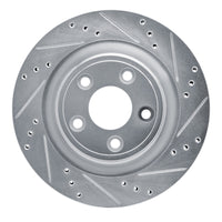 R1 Concepts R1 06-08 Jaguar S-Type Rear Right Drilled & Slotted Silver Brake Rotor