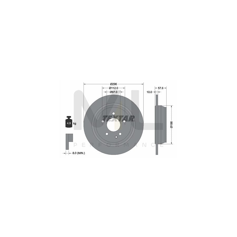 TEXTAR 93123500 Brake Disc Solid, without wheel hub, without wheel studs | Performance Parts Direct Car Parts