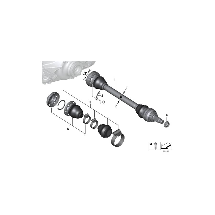 Genuine BMW 33211229214 E38 Exch. Output Shaft LK=94MM/D=27MM (Inc. 740i, 735iL & 735i) |