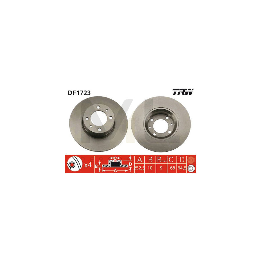 TRW DF1723 Brake Disc Solid, Painted | Performance Parts Direct Car Parts