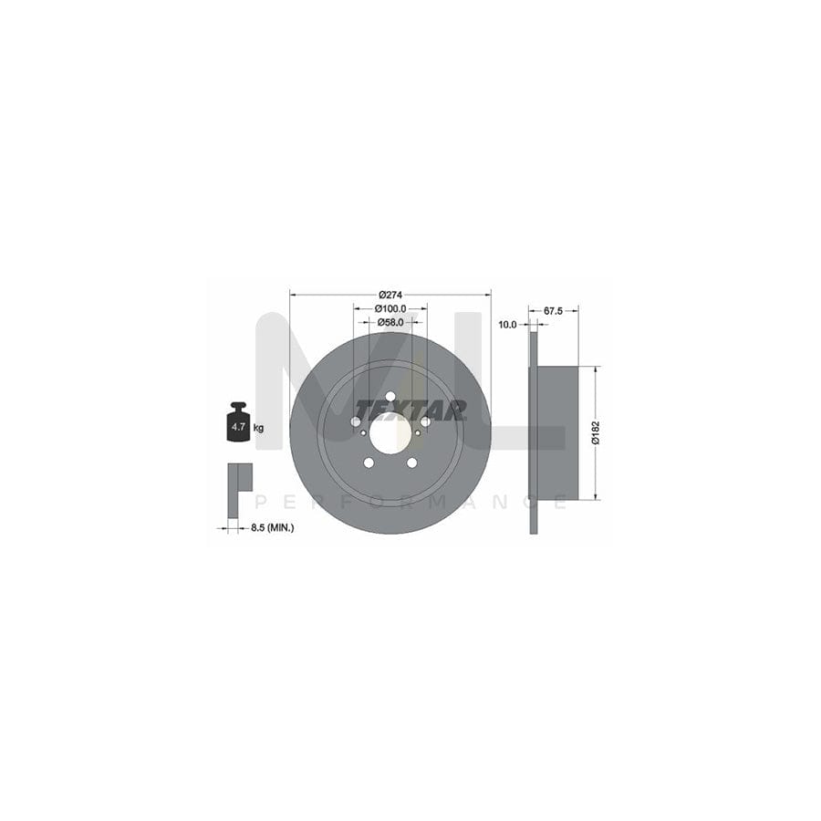 TEXTAR 92167800 Brake Disc Solid, without wheel hub, without wheel studs | Performance Parts Direct Car Parts