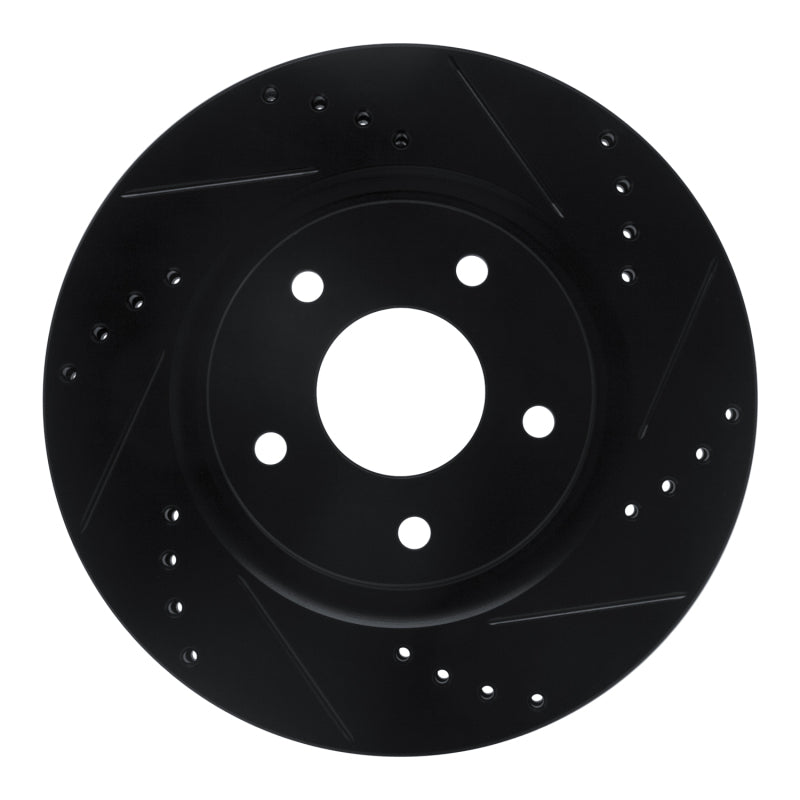 R1 Concepts R1 07-15 Nissan Rogue Front Right Drilled & Slotted Black Brake Rotor