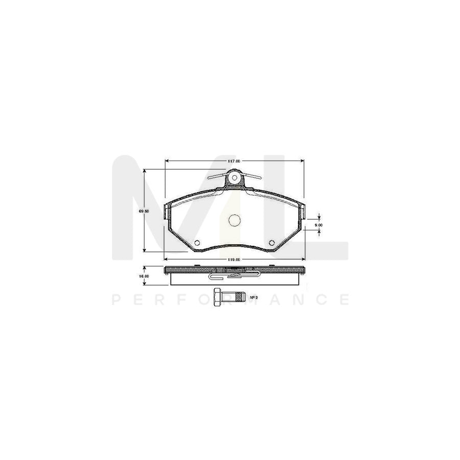 Bosch 0986Tb2039 Brake Pad Set Excl. Wear Warning Contact, With Bolts, With Accessories  | Performance Parts Direct Car Parts