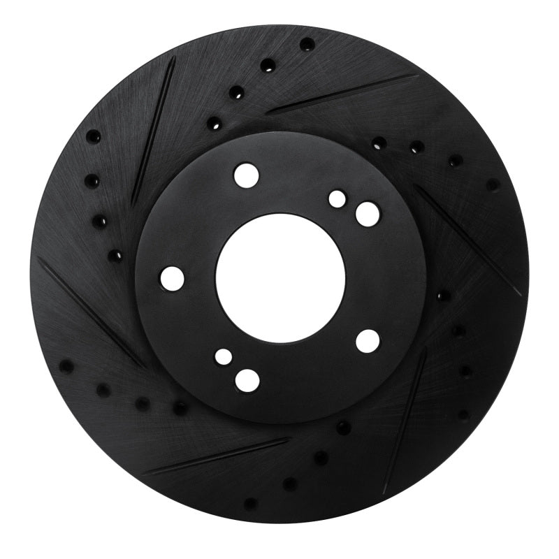 R1 Concepts R1 89-90 Nissan 300ZX Front Left Drilled & Slotted Black Brake Rotor