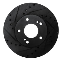 R1 Concepts R1 89-90 Nissan 300ZX Front Left Drilled & Slotted Black Brake Rotor