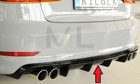 Rieger 00088158 Audi 8V A3 Rear Diffuser for Twin Tailpipe Left & Right - Glossy Black