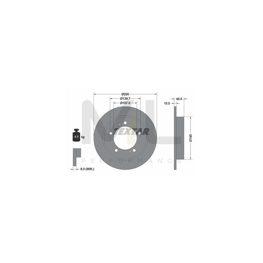TEXTAR 92066000 Brake Disc Solid, without wheel hub, without wheel studs | Performance Parts Direct Car Parts