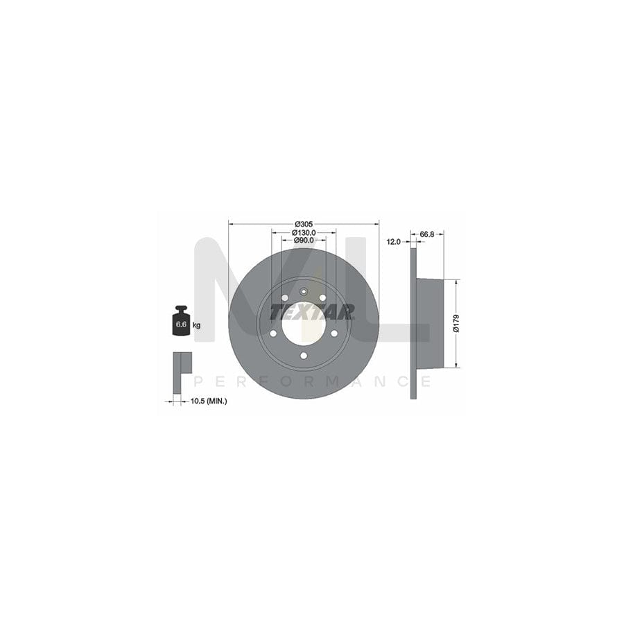 TEXTAR 92111200 Brake Disc Solid, without wheel hub, without wheel studs | Performance Parts Direct Car Parts