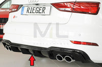 Rieger 00088185 Audi 8V S3 Rear Diffuser for Original Twin Tailpipe Left & Right - Glossy Black