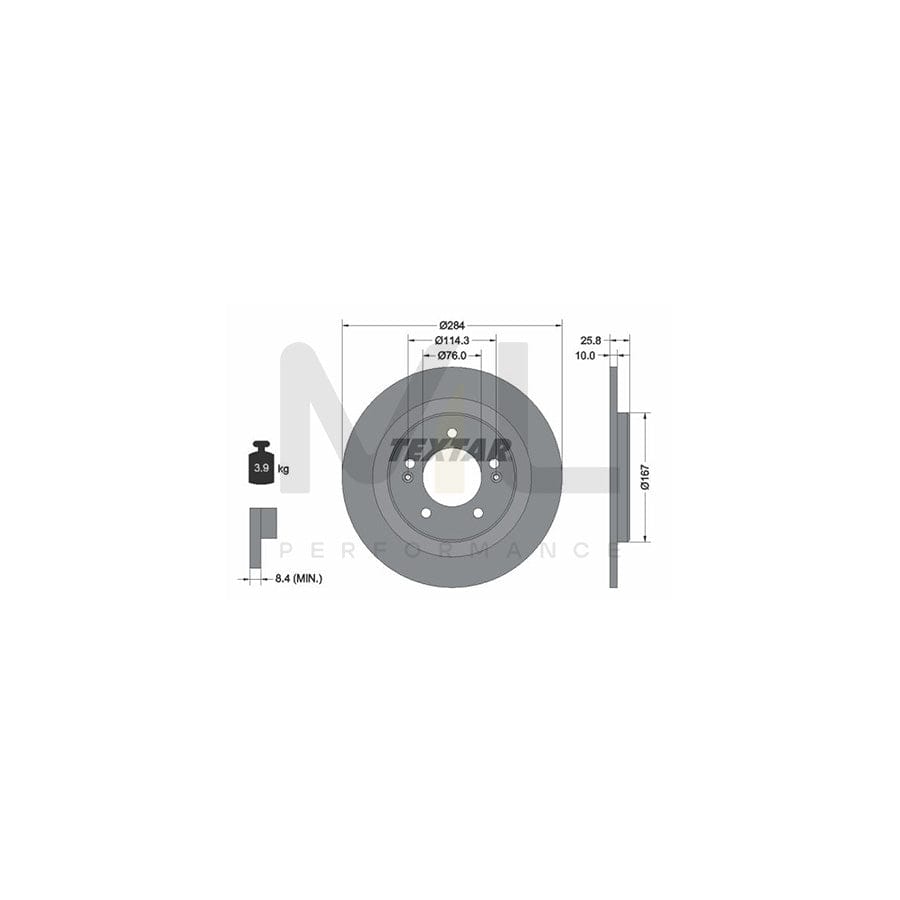 TEXTAR PRO 92252703 Brake Disc Solid, Coated, without wheel hub, without wheel studs | Performance Parts Direct Car Parts