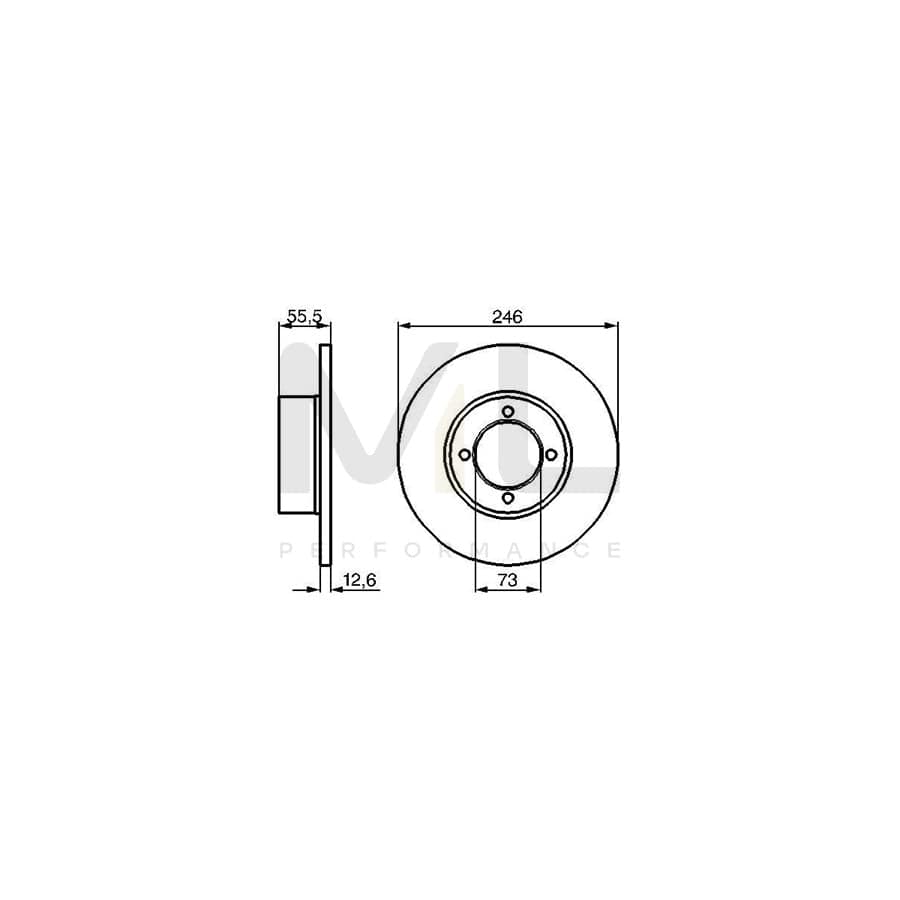 BOSCH 0 986 478 082 Brake Disc Solid, Oiled | Performance Parts Direct Car Parts