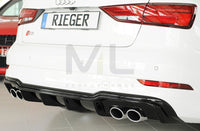 Rieger 00088185 Audi 8V S3 Rear Diffuser for Original Twin Tailpipe Left & Right - Glossy Black