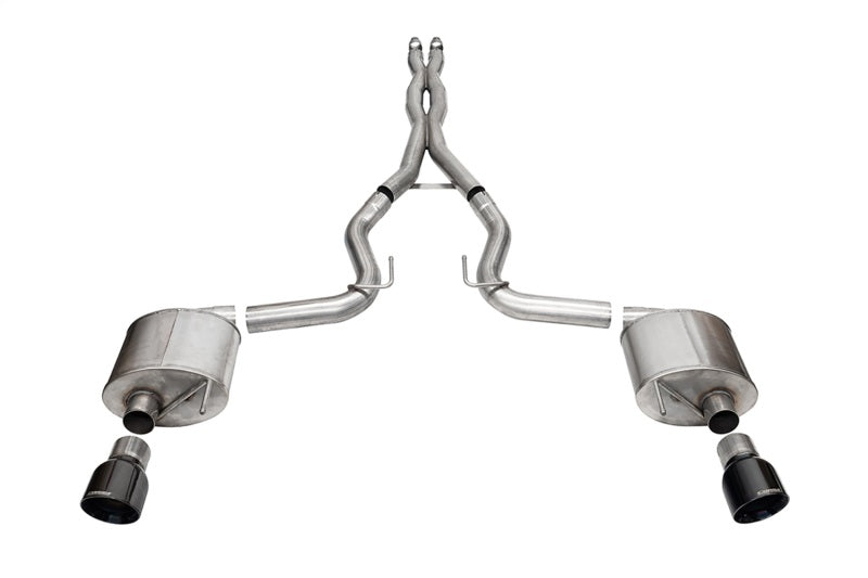 CORSA Performance Corsa 24+ Ford MustangGT Sport Cat-Back Ex.Sys 3.0in Dual Rear Exit w/4.5in Blk PVD Pro Series Tips