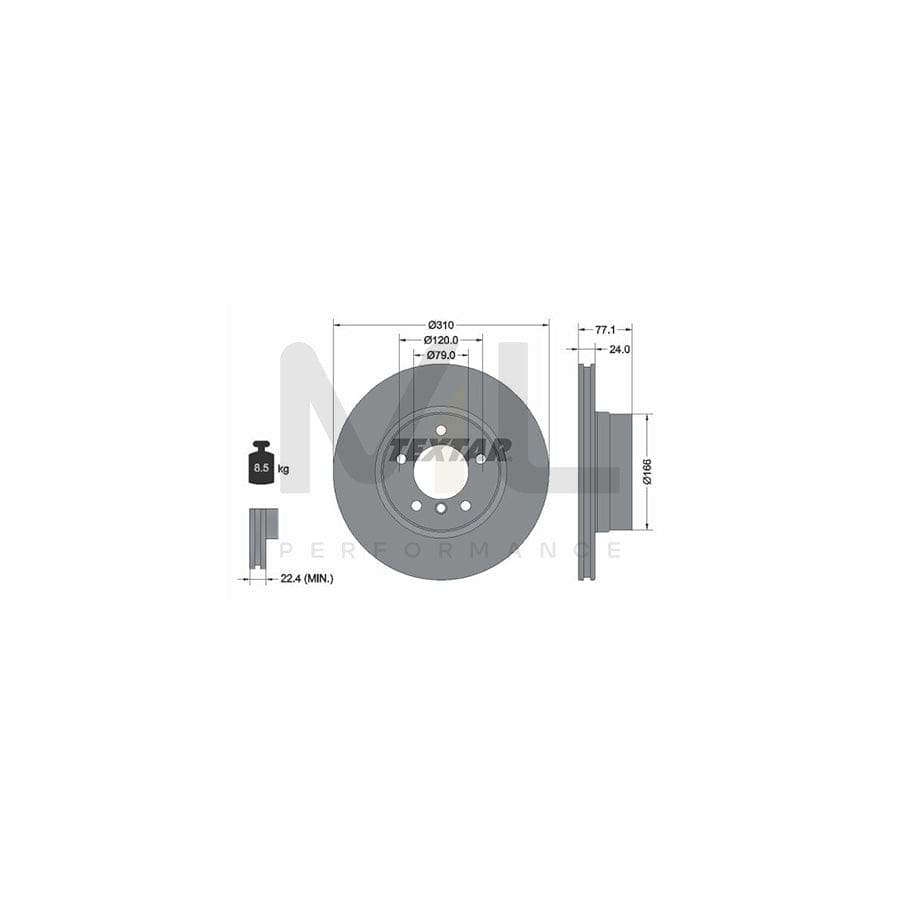 TEXTAR 92122500 Brake Disc for BMW 5 Series Internally Vented, without wheel hub, without wheel studs | Performance Parts Direct Car Parts