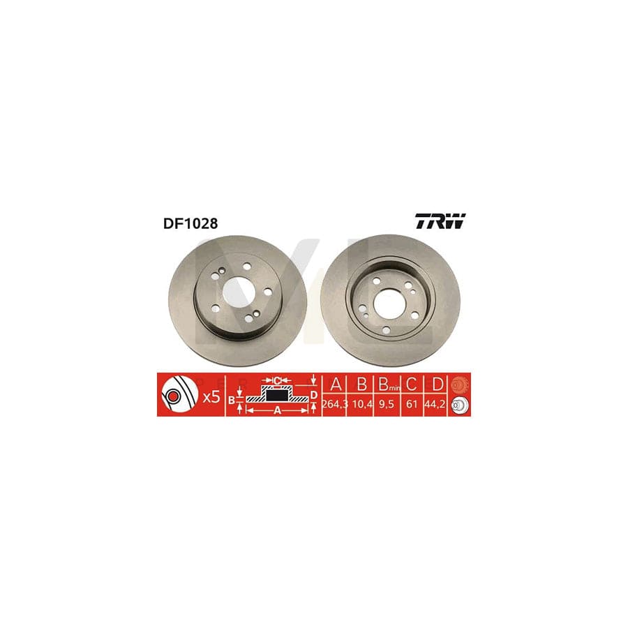 TRW DF1028 Brake Disc Solid, Painted | Performance Parts Direct Car Parts
