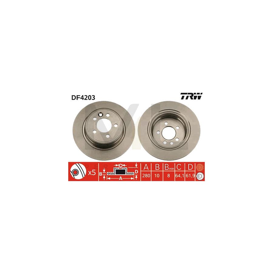 TRW DF4203 Brake Disc Solid, Painted | Performance Parts Direct Car Parts