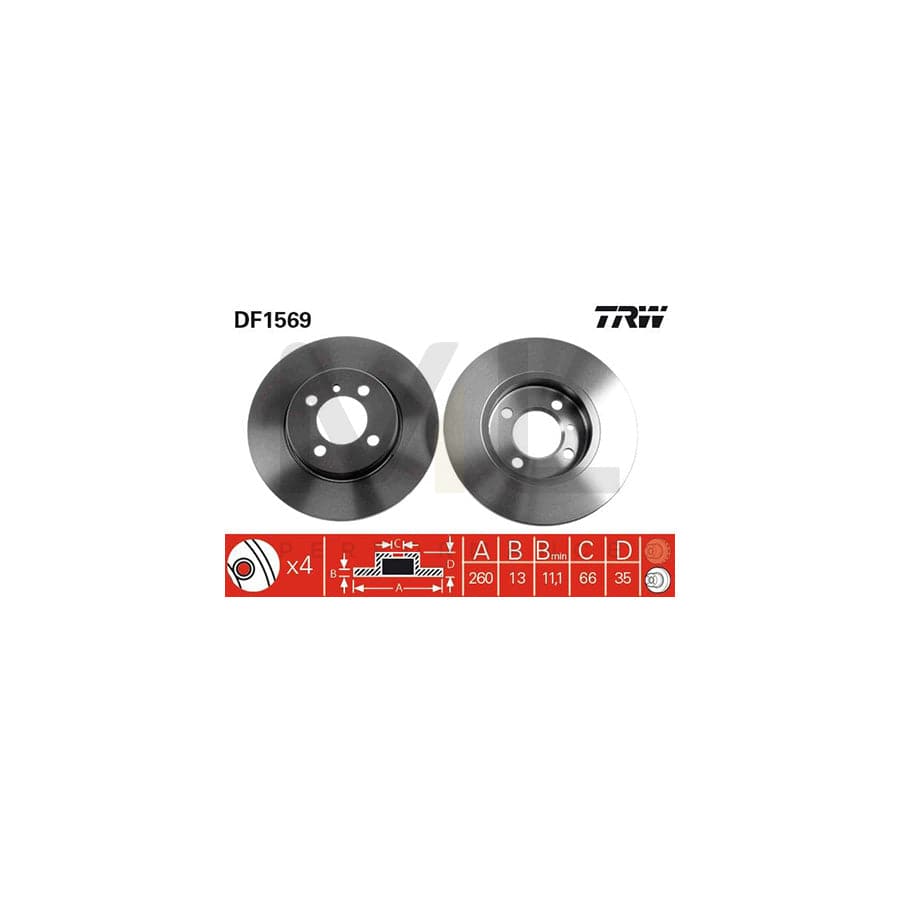 TRW DF1569 Brake Disc for BMW 3 Series Solid, Painted | Performance Parts Direct Car Parts
