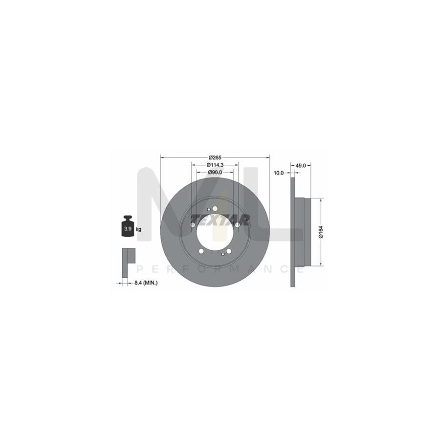 TEXTAR 92063100 Brake Disc Solid, without wheel hub, without wheel studs | Performance Parts Direct Car Parts