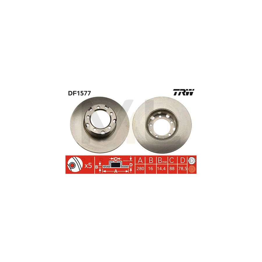 TRW DF1577 Brake Disc Solid, Painted | Performance Parts Direct Car Parts