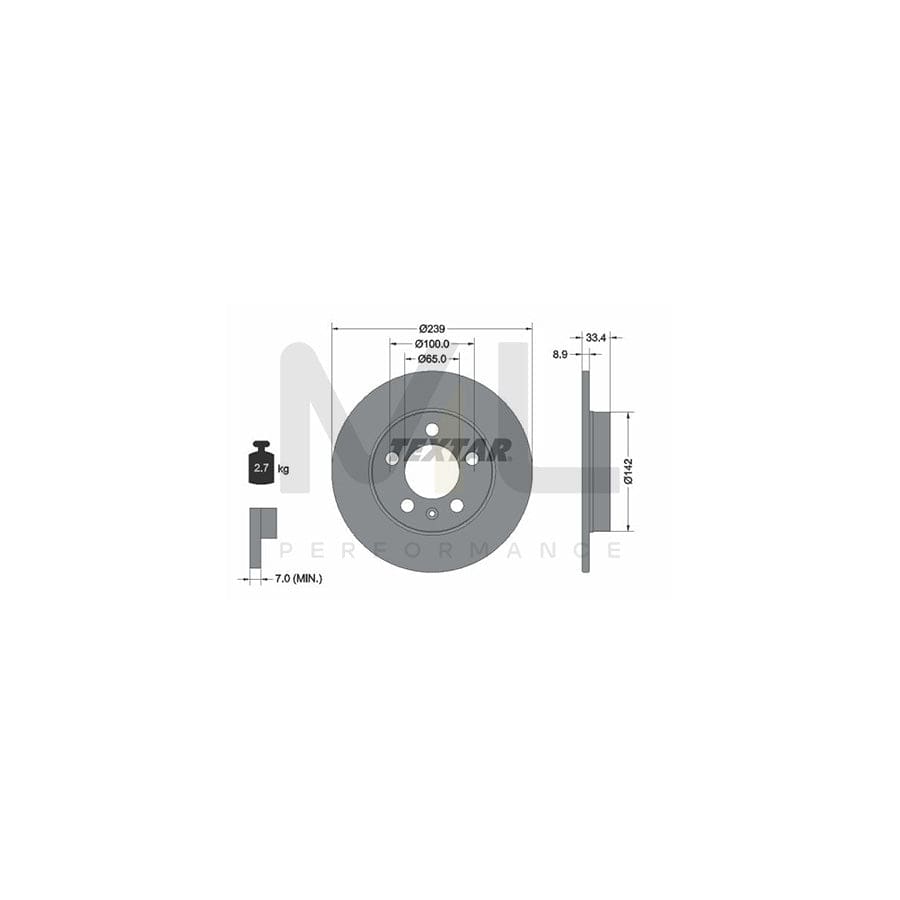 TEXTAR 92105800 Brake Disc Solid, without wheel hub, without wheel studs | Performance Parts Direct Car Parts