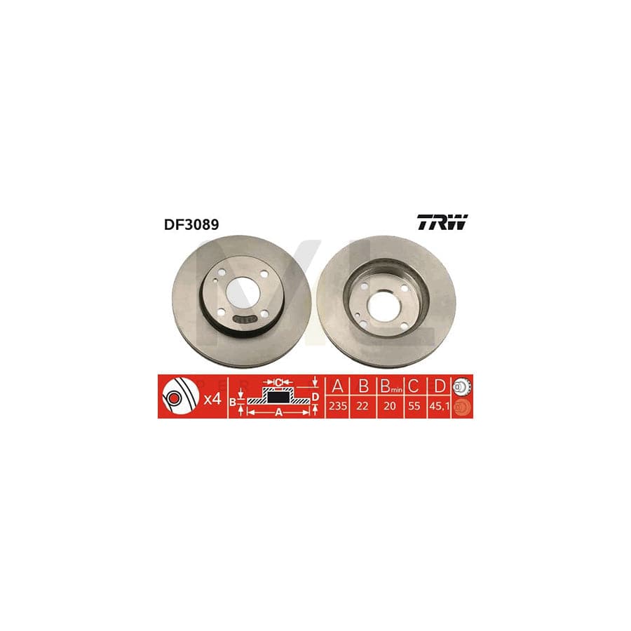 TRW DF3089 Brake Disc Vented, Painted | Performance Parts Direct Car Parts