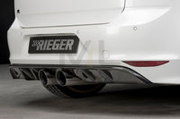 Rieger 00088092 VW Mk7 Golf R Rear Diffuser for Twin Tailpipe Centre - Glossy Black