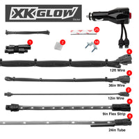 XKGLOW XK Glow Single Color XKGLOW UnderglowLED Accent Light Car/Truck Kit Blue - 8x24In Tube + 4x8In Strip
