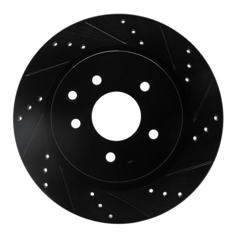 R1 Concepts R1 05-25 Infiniti EX37 Rear Right Drilled & Slotted Black Brake Rotor